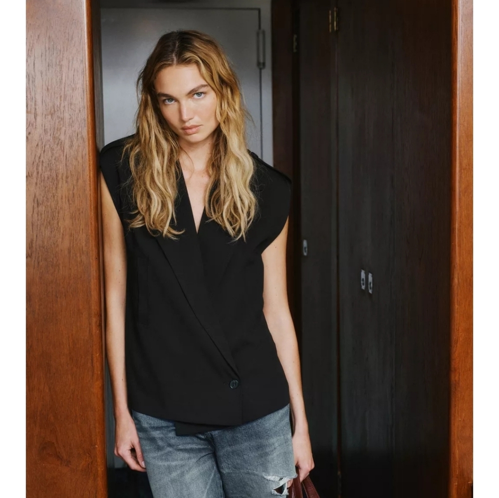 Zara belted vest shoulder pads black - Picture 10 of 11